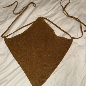 Gold Knit Triangle Scarf Top